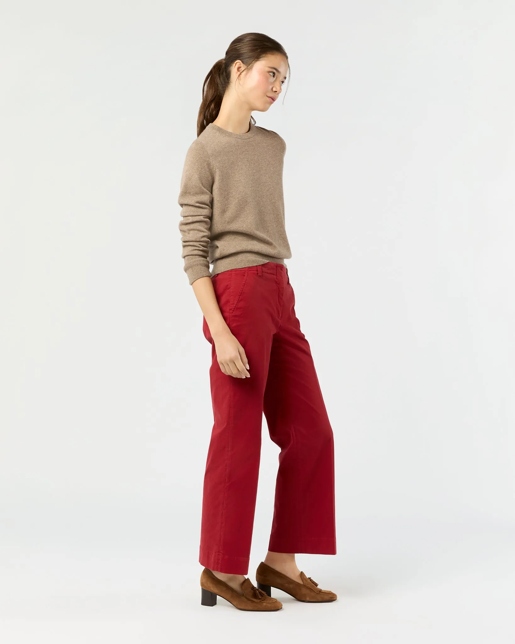 Frankie Cropped Pant in Red Stretch Twill sold by Mashburn product image thumbnail 5