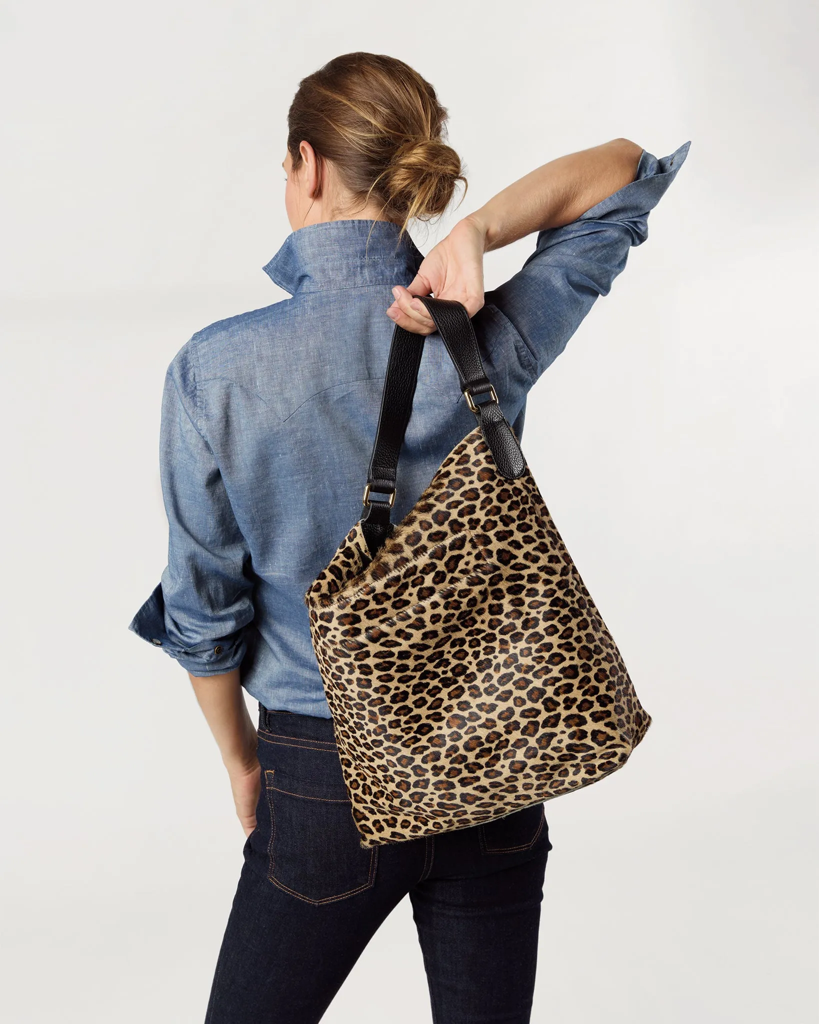 Large Hobo Bag in Leopard Calf Hair sold by Mashburn product image thumbnail 4