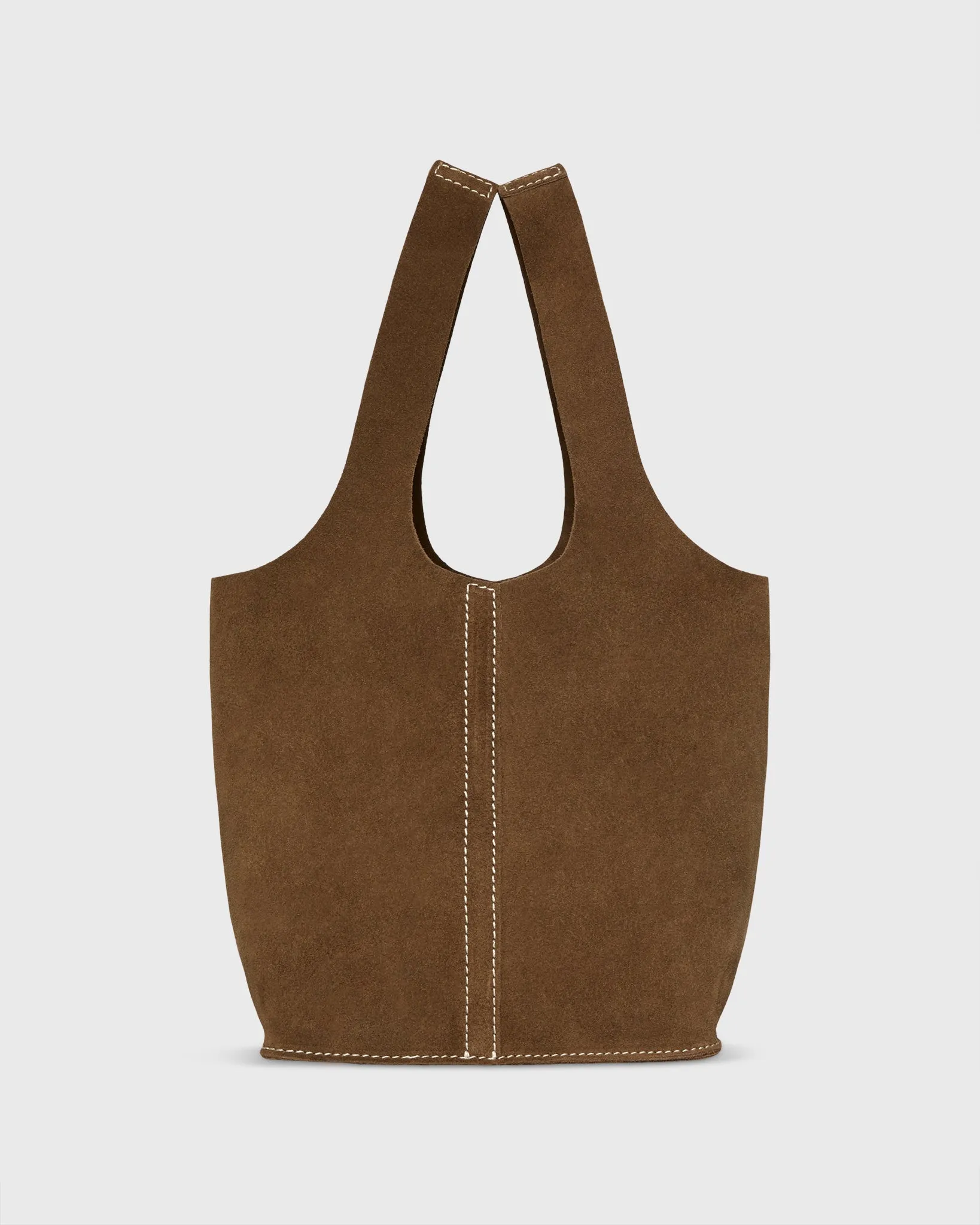 Paola Bucket Bag in Chestnut Suede sold by Mashburn