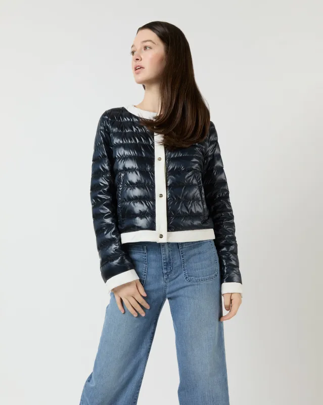 Short Jacket with Matte Trim in Navy sold by Mashburn