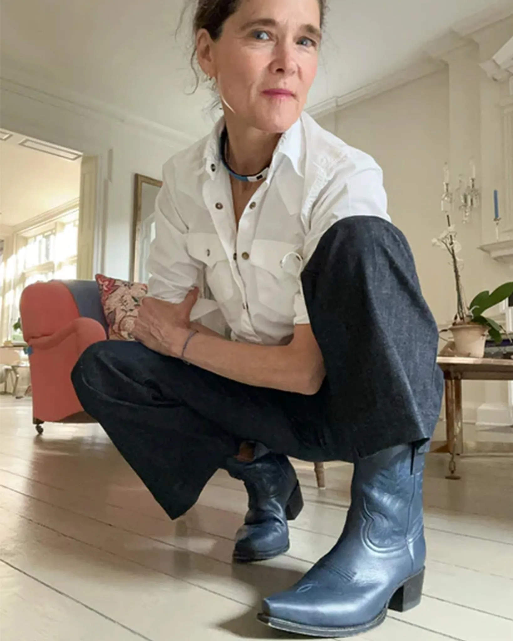 Marie Cowboy Boot in Navy Leather sold by Mashburn product image thumbnail 3