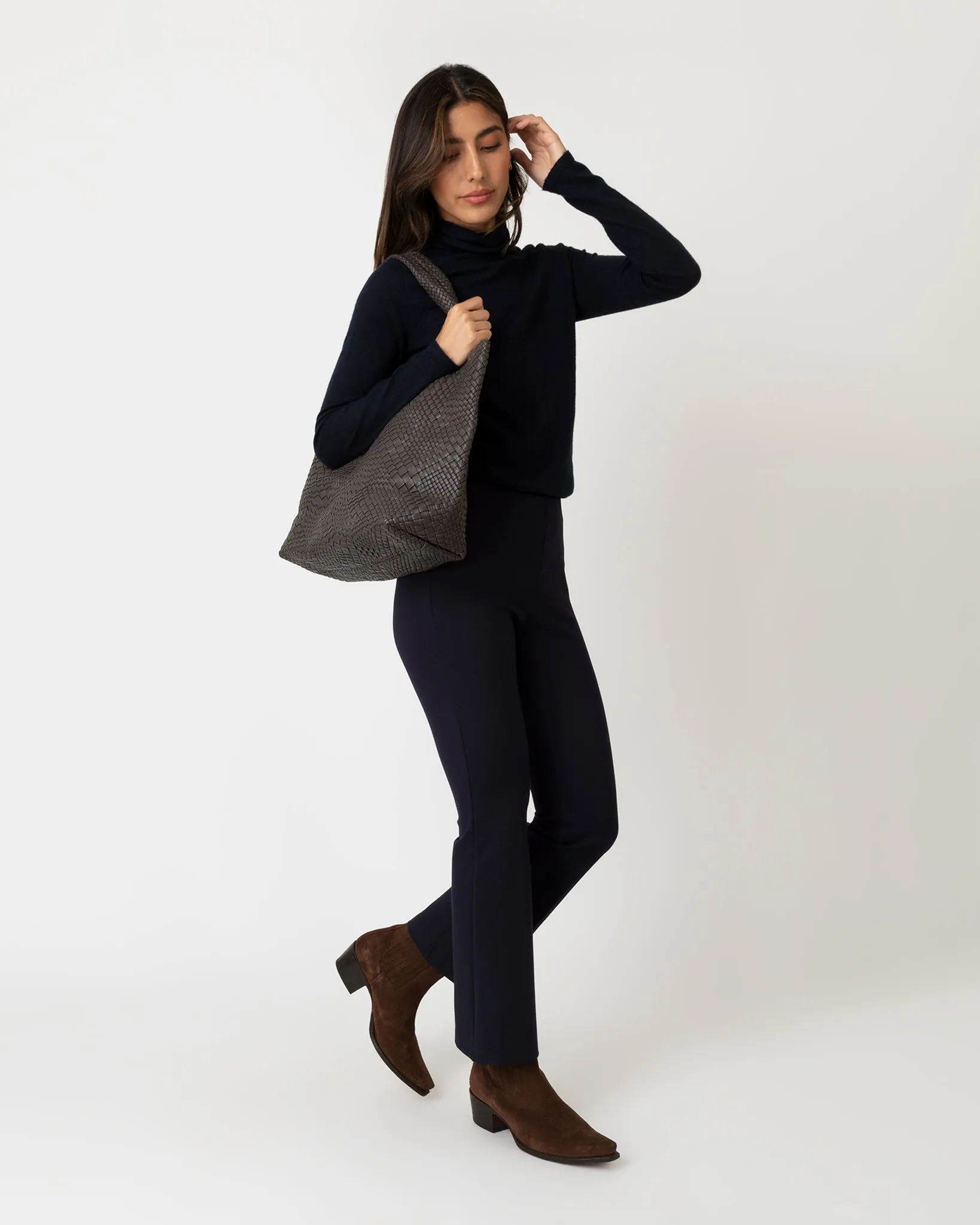 Large Mercato Handwoven Tote in Dark Brown Leather sold by Mashburn product image thumbnail 5