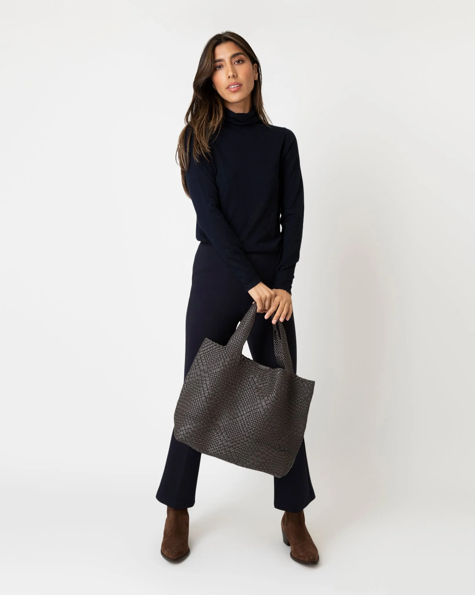 Large Mercato Handwoven Tote in Dark Brown Leather sold by Mashburn product image thumbnail 4