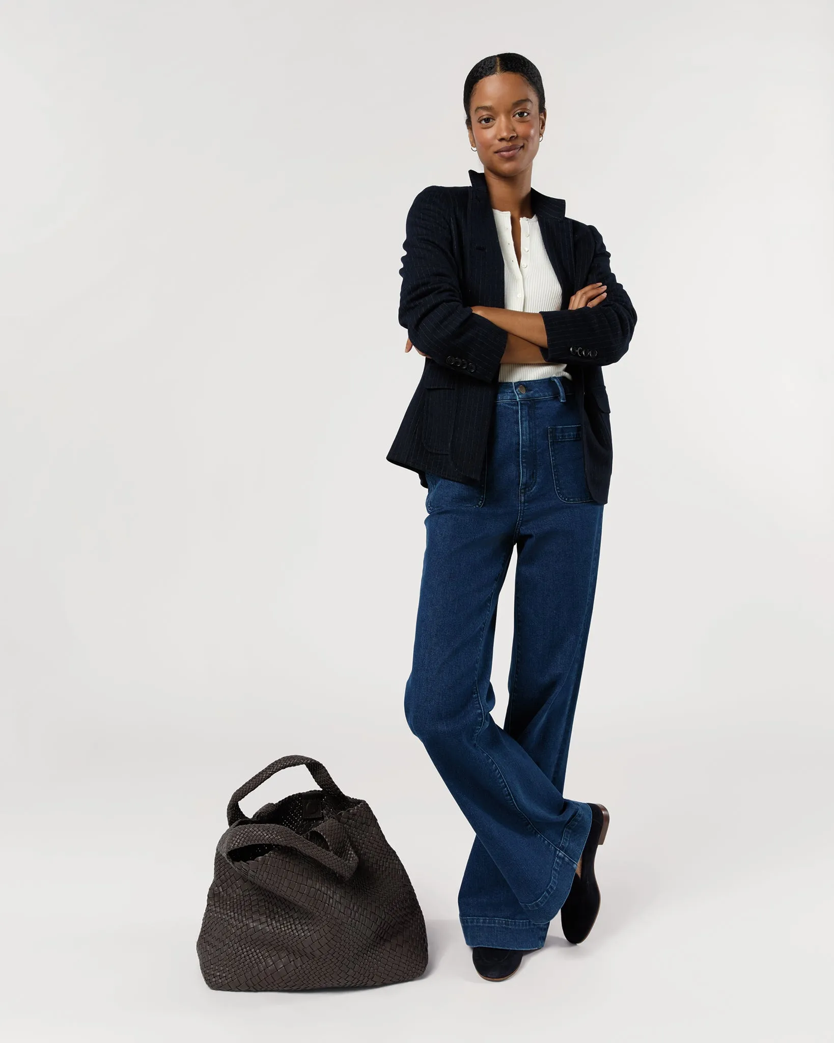 Large Mercato Handwoven Tote in Dark Brown Leather sold by Mashburn product image thumbnail 2