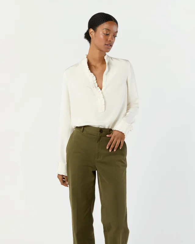 Frill Blouse in Ivory Silk sold by Mashburn