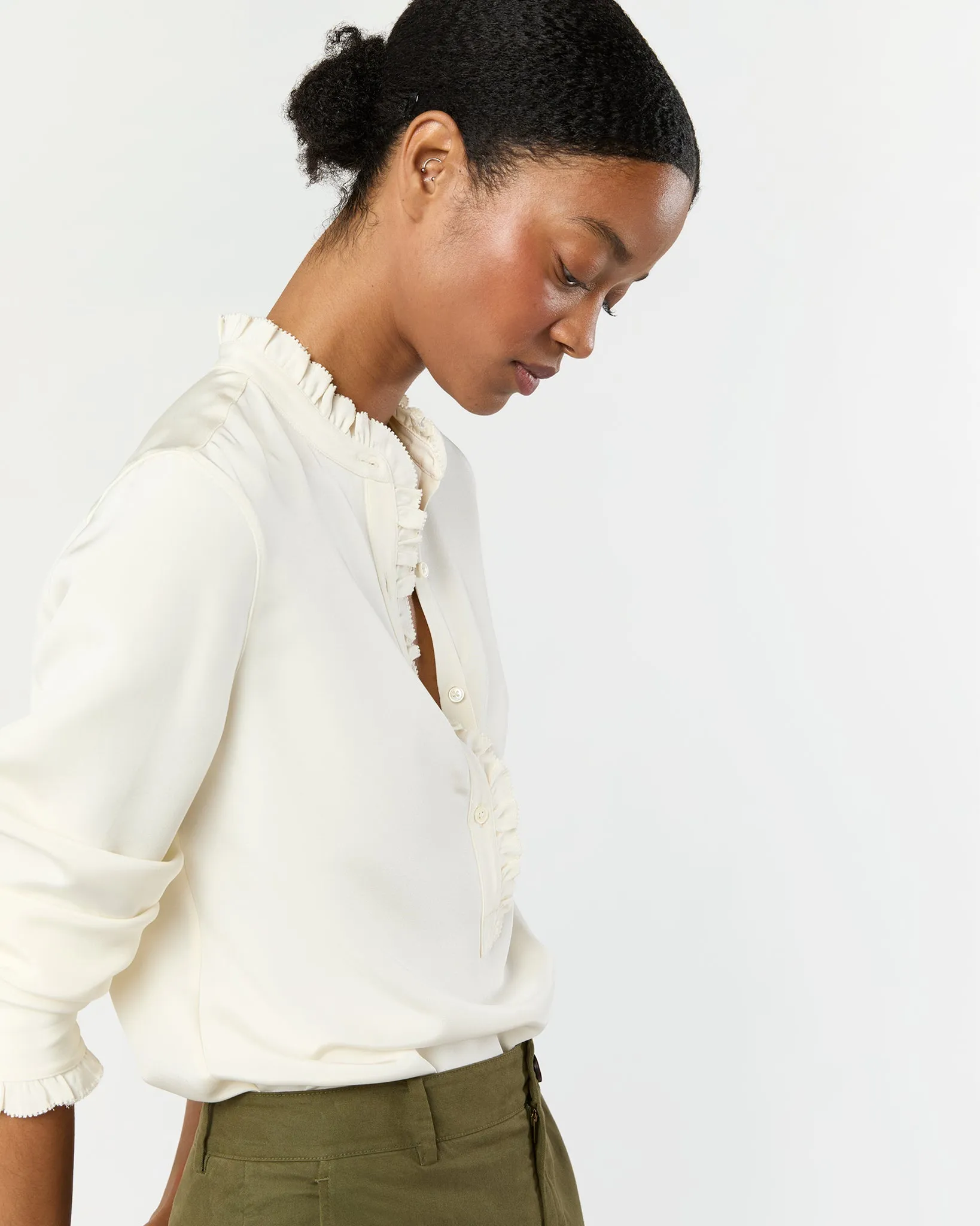 Frill Blouse in Ivory Silk sold by Mashburn product image thumbnail 2