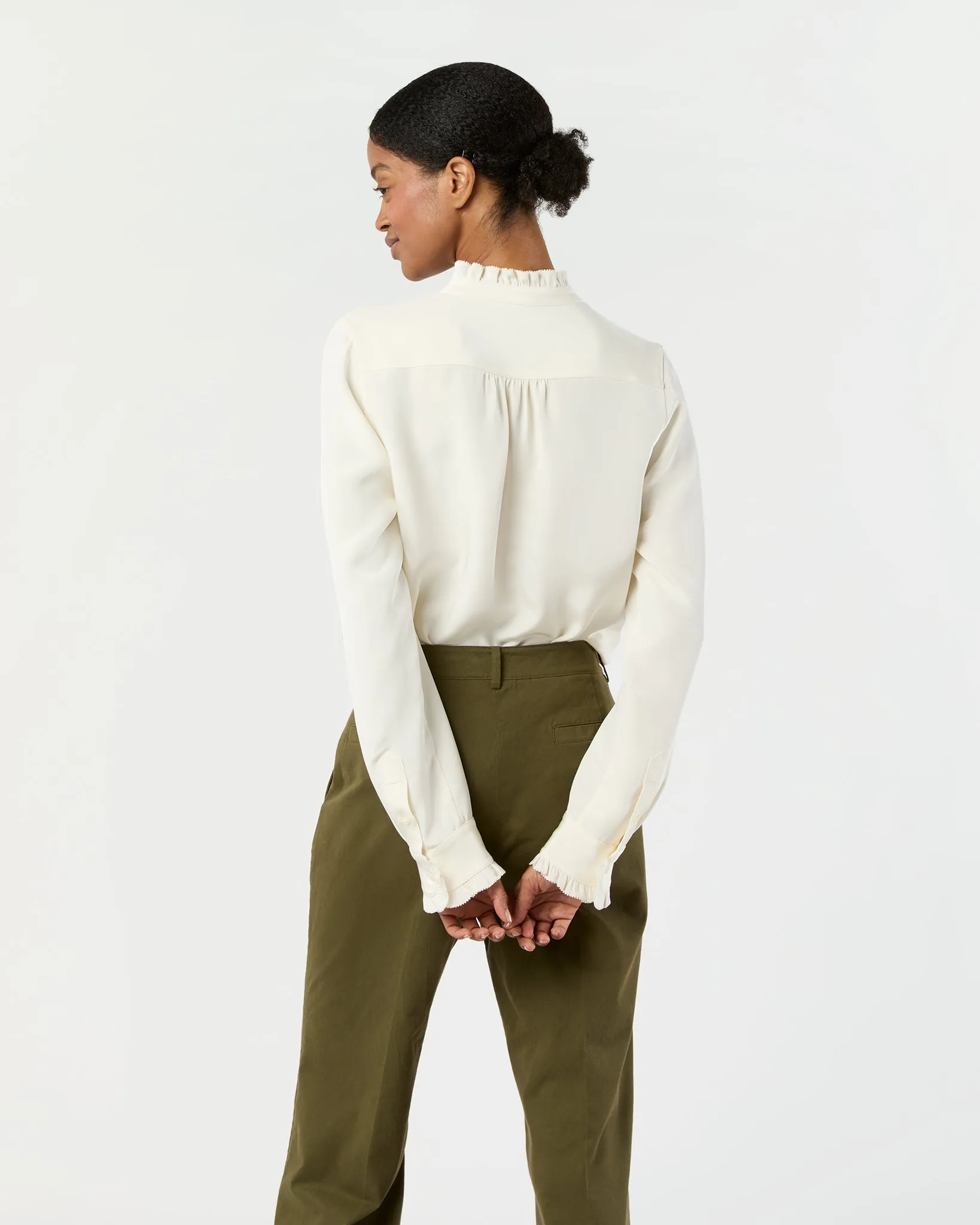 Frill Blouse in Ivory Silk sold by Mashburn product image thumbnail 5