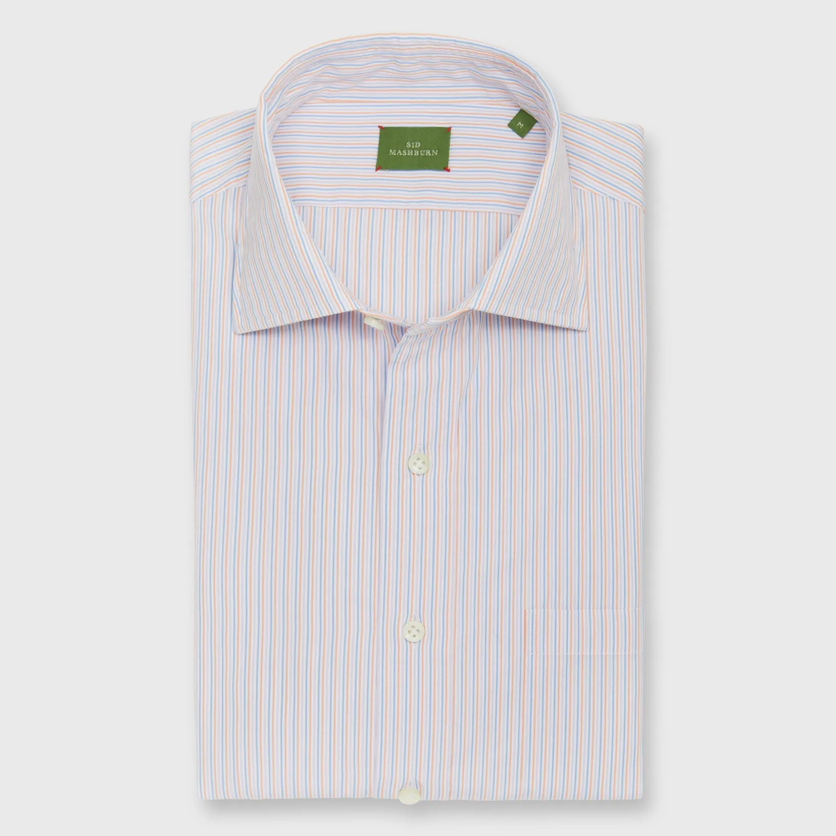 Made-to-Measure Shirt in Blue/Persimmon/Lavender Stripe Poplin sold by Mashburn product image thumbnail 3
