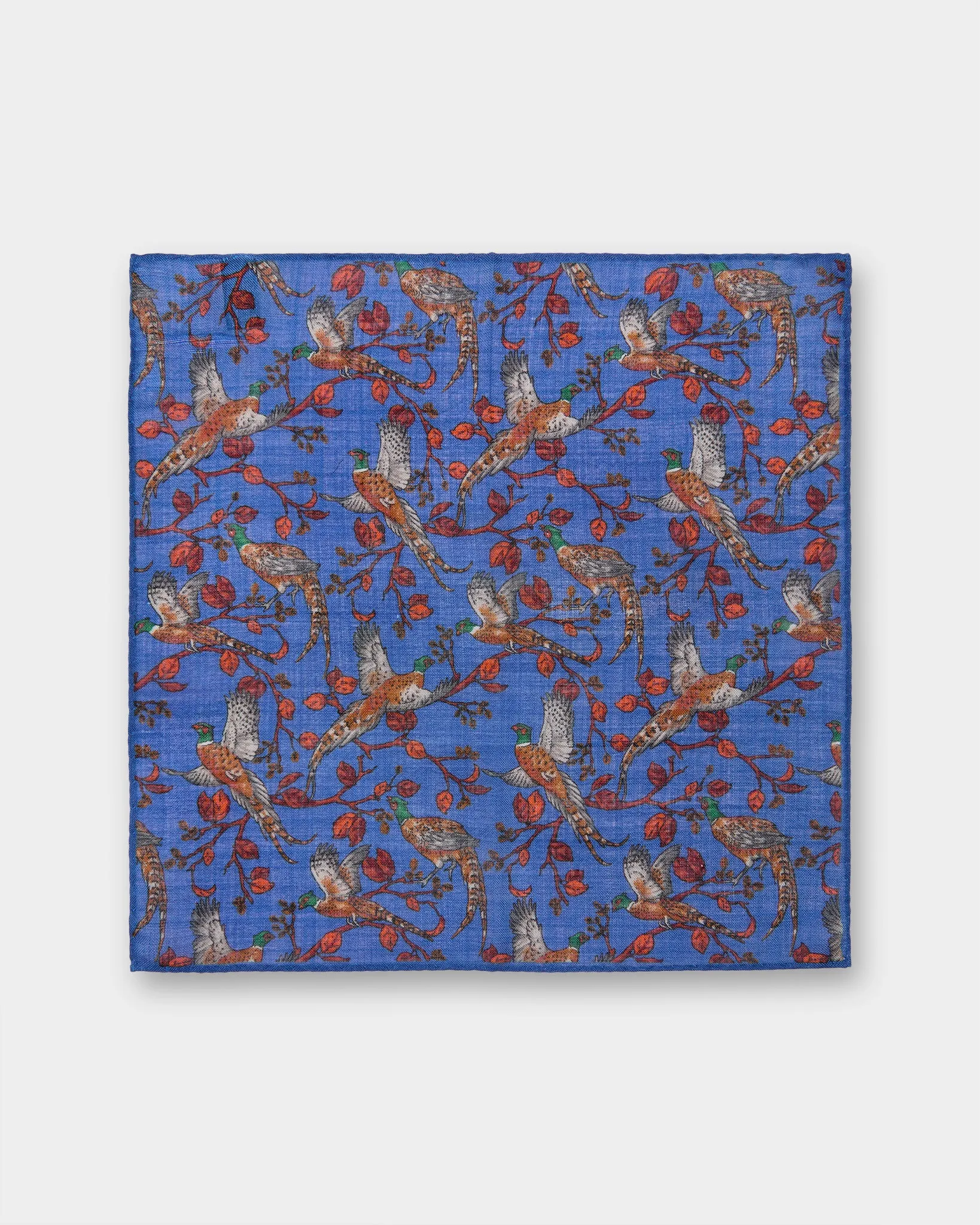 Wool/Silk Pocket Square in Lapis Pheasant sold by Mashburn product image thumbnail 2