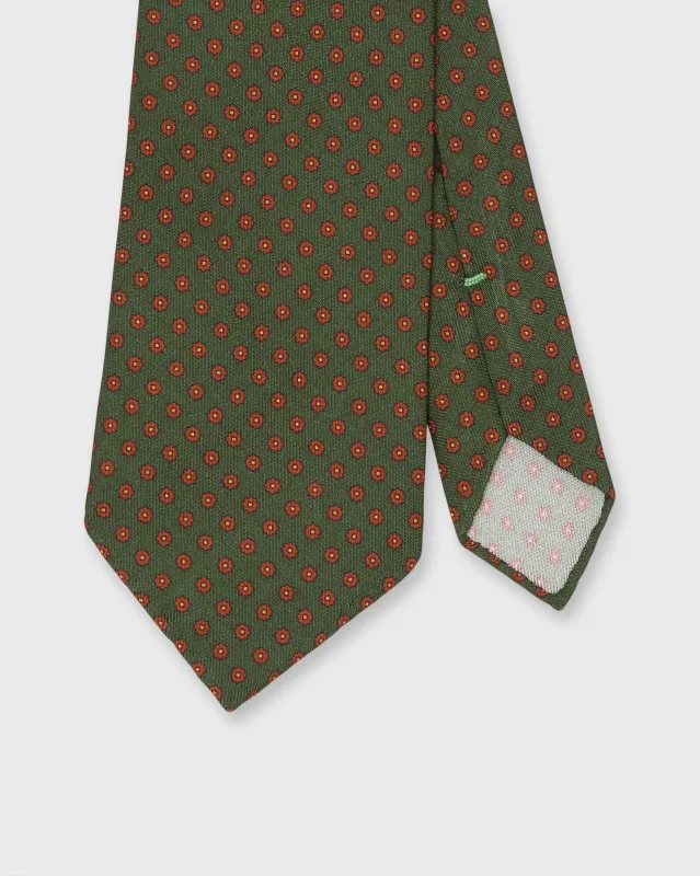 Silk Print Tie in Green/Red/Yellow Foulard sold by Mashburn
