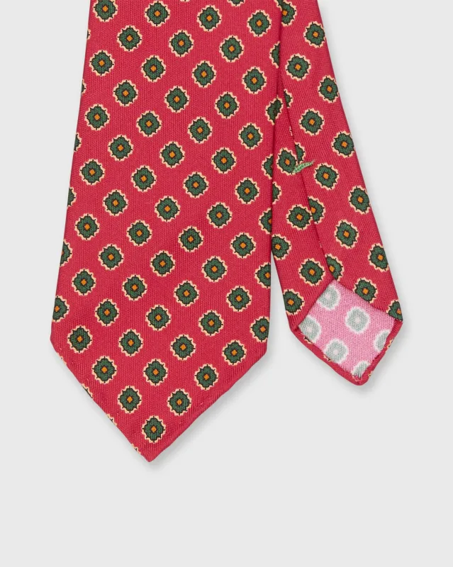 Silk Print Tie in Pink/Forest Foulard sold by Mashburn
