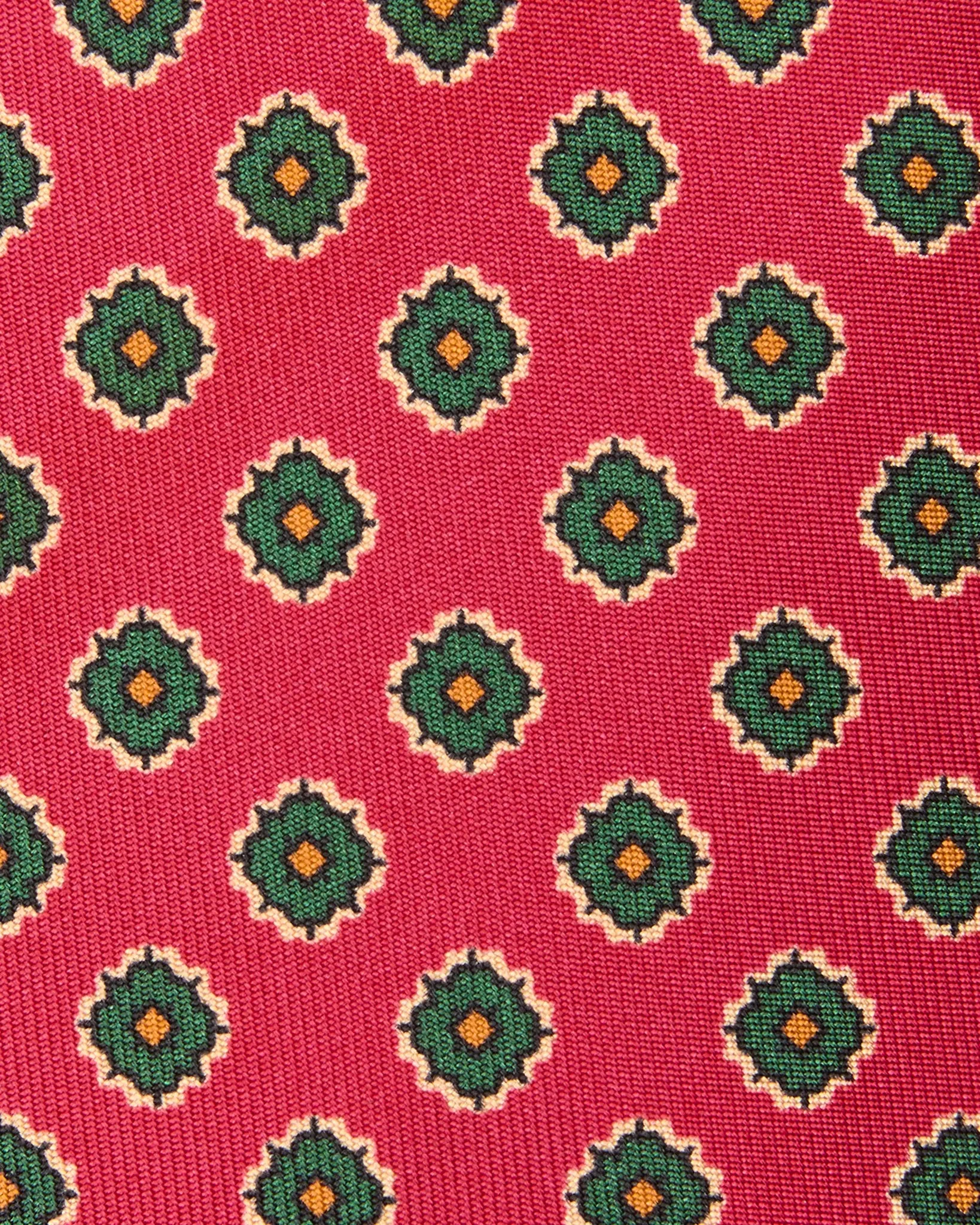 Silk Print Tie in Pink/Forest Foulard sold by Mashburn product image thumbnail 2