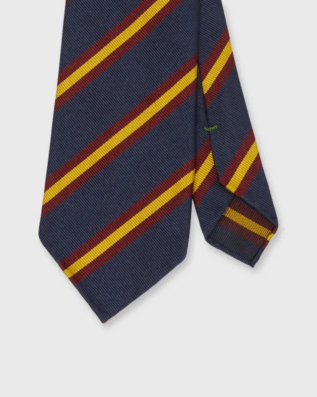 Silk Woven Tie in Navy/Burgundy/Scotch Stripe sold by Mashburn