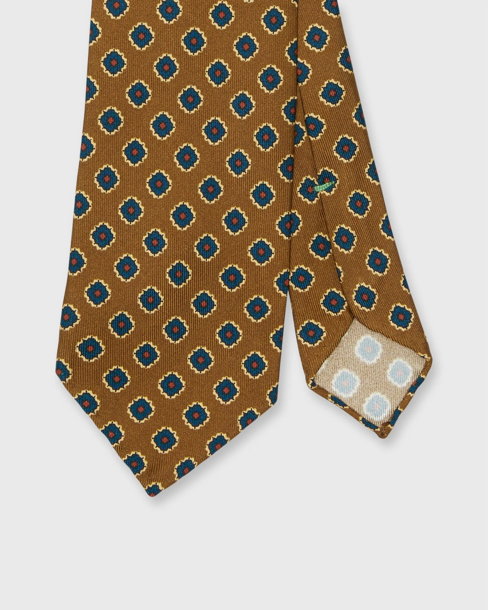 Silk Print Tie in Mushroom/Blue Foulard sold by Mashburn