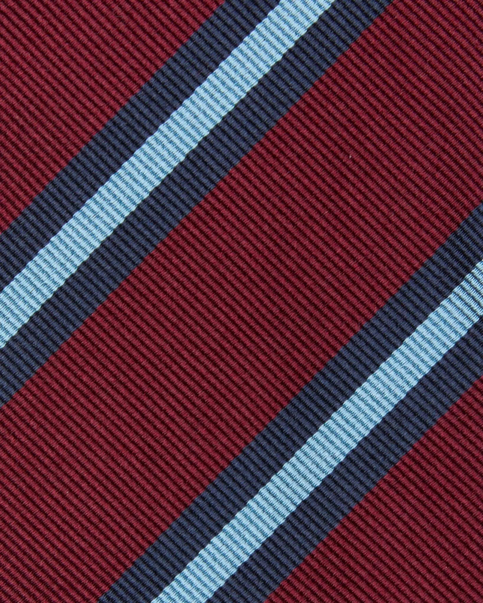Silk Woven Tie in Burgundy/Navy/Sky Stripe sold by Mashburn product image thumbnail 2