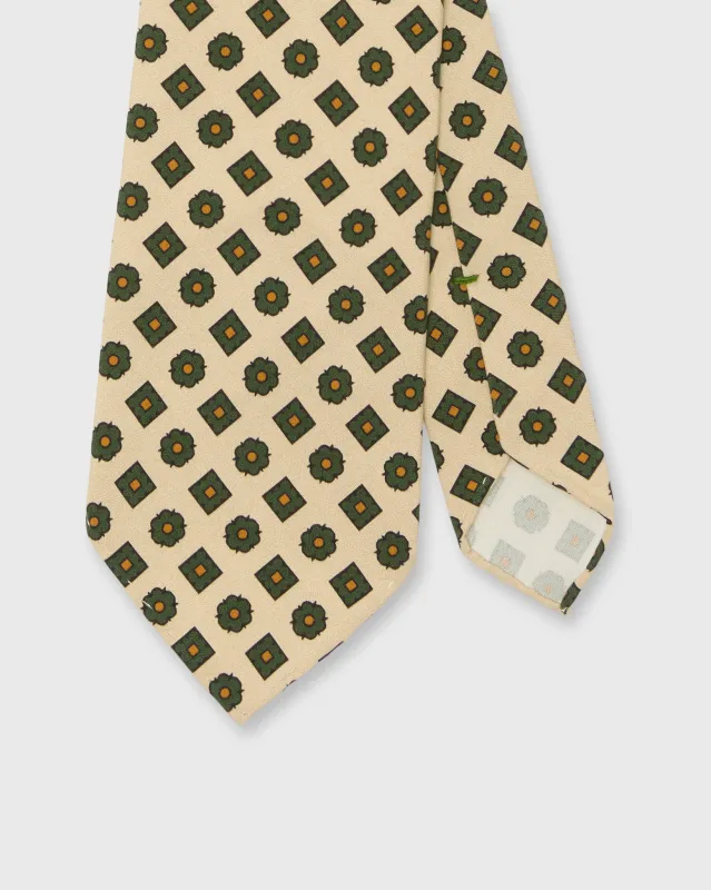 Silk Print Tie in Bone/Lovat/Umber Foulard sold by Mashburn