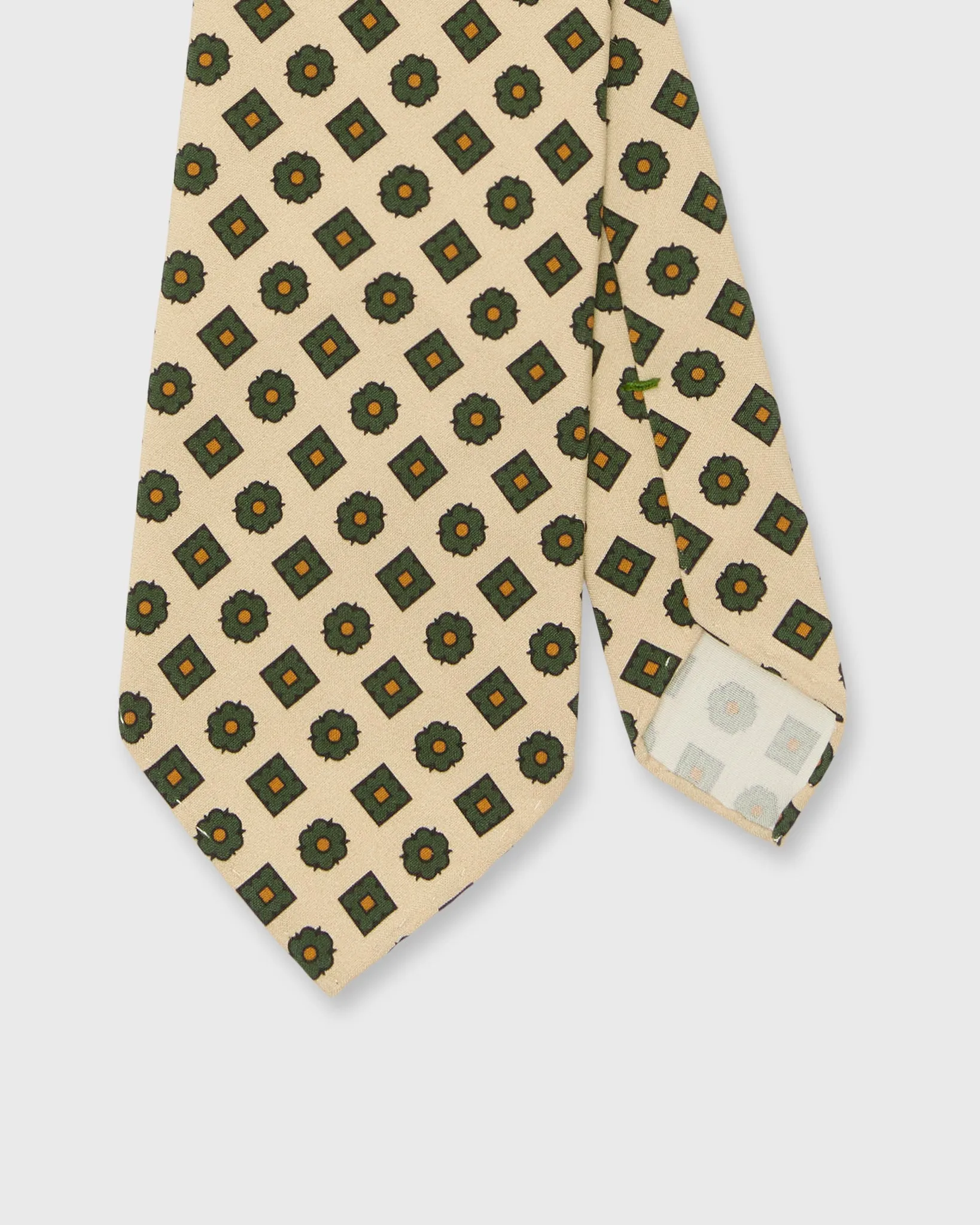 Silk Print Tie in Bone/Lovat/Umber Foulard sold by Mashburn