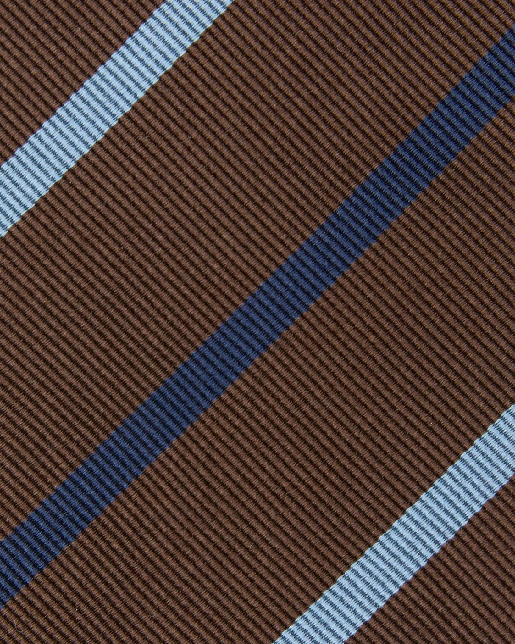 Silk Woven Tie in Brown/Sky/Blue Stripe sold by Mashburn product image thumbnail 2