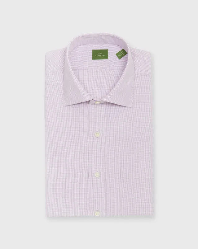 Spread Collar Dress Shirt in Mulberry Small Graph Check Poplin sold by Mashburn