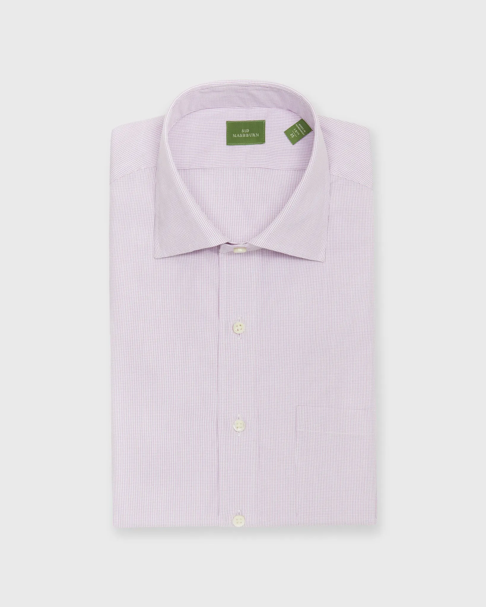 Spread Collar Dress Shirt in Mulberry Small Graph Check Poplin sold by Mashburn