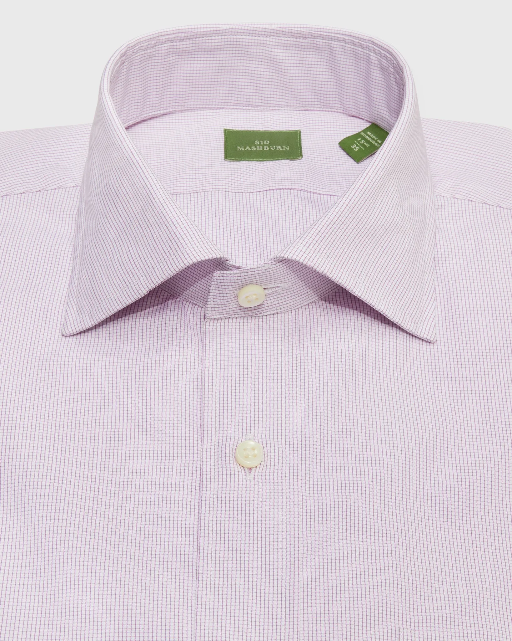 Spread Collar Dress Shirt in Mulberry Small Graph Check Poplin sold by Mashburn product image thumbnail 2