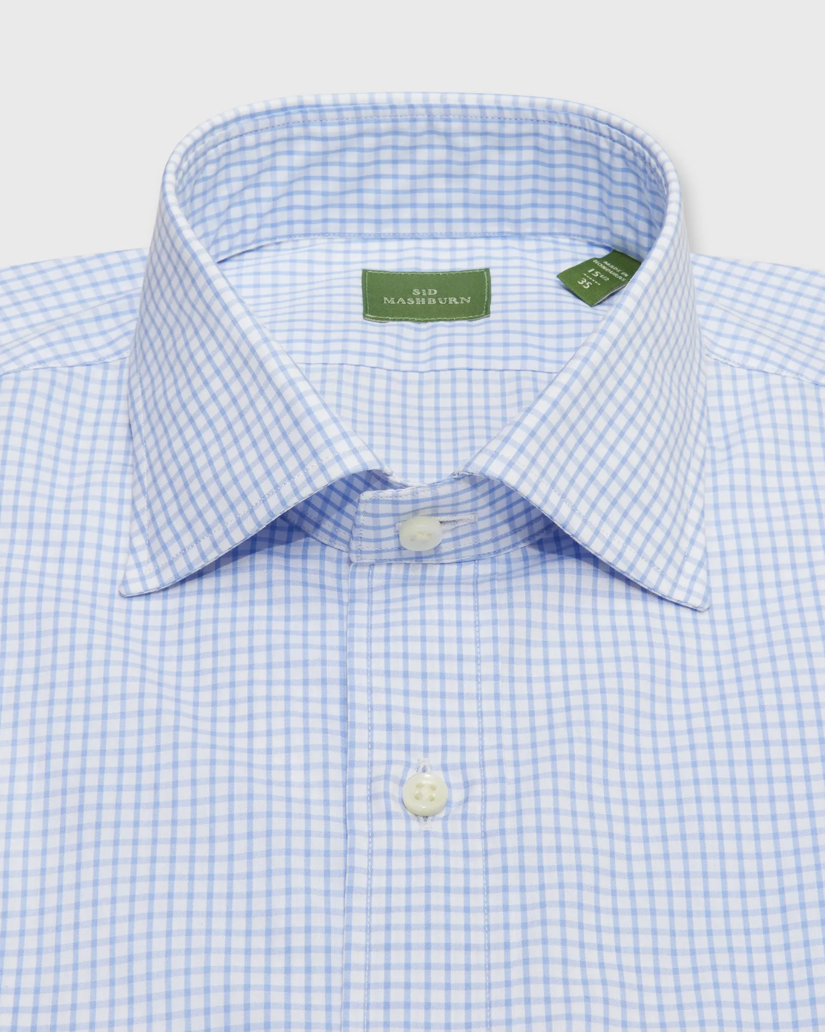 Spread Collar Dress Shirt in Blue Graph Check Poplin sold by Mashburn product image thumbnail 2