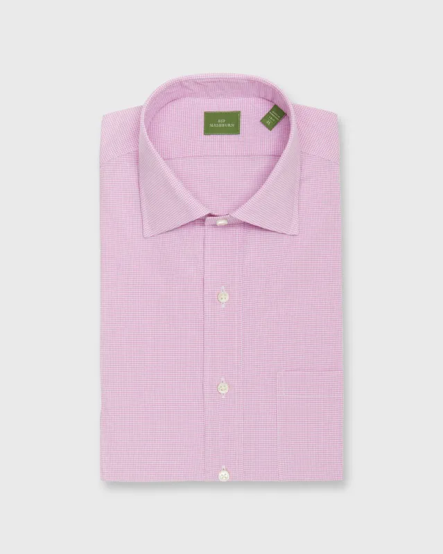 Spread Collar Dress Shirt in Orchid Micro Gingham sold by Mashburn