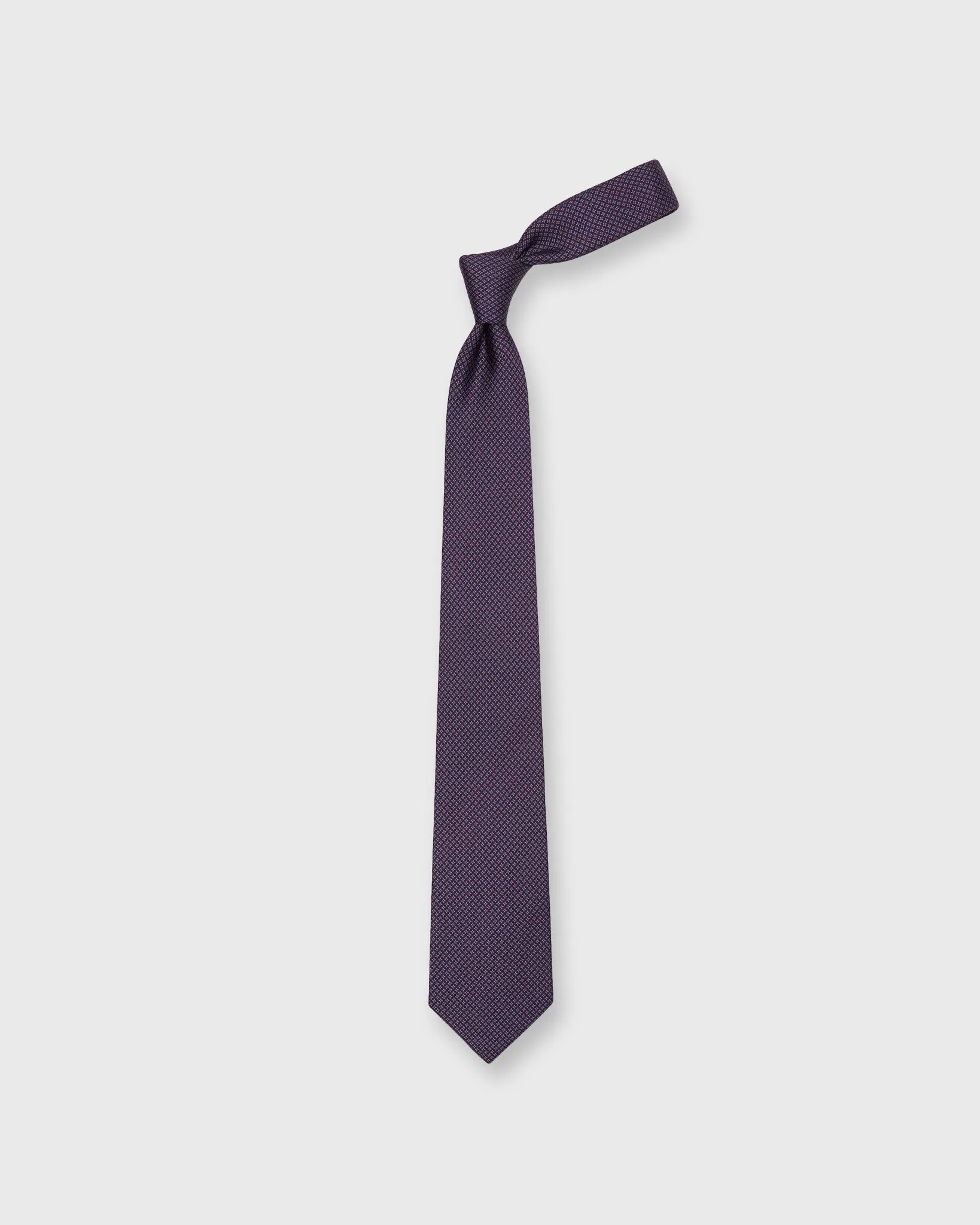 Silk Print Tie in Eggplant/Sky Square sold by Mashburn product image thumbnail 3