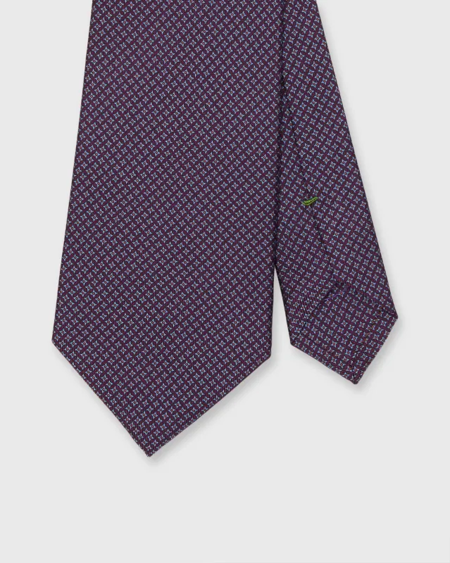 Silk Print Tie in Eggplant/Sky Square sold by Mashburn