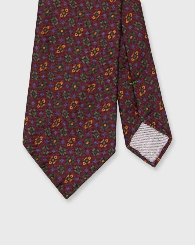 Silk Print Tie in Burgundy/Olive/Gold Foulard made by Sid Mashburn