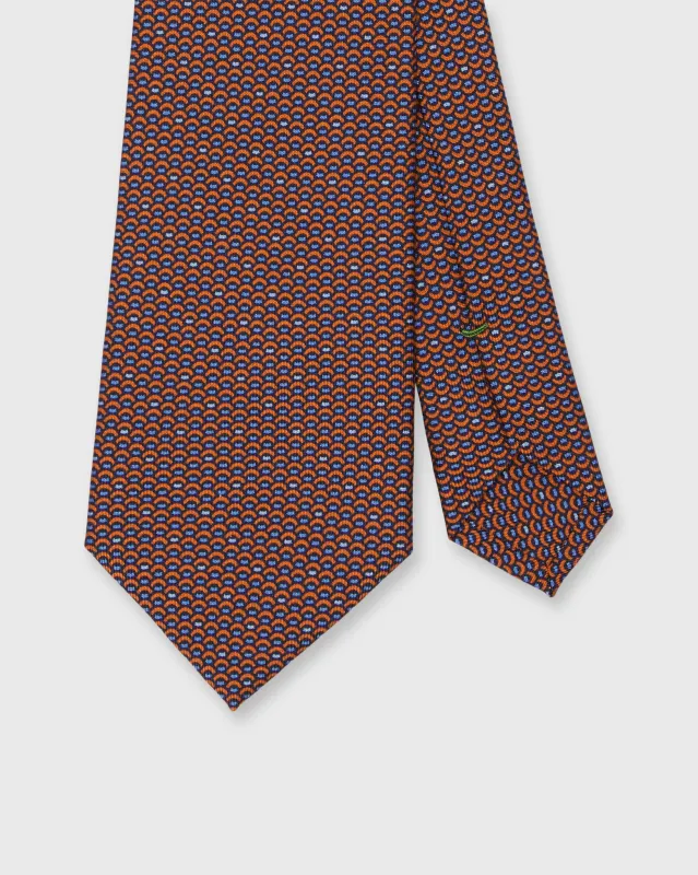 Silk Print Tie in Orange/Sky Scallops sold by Mashburn