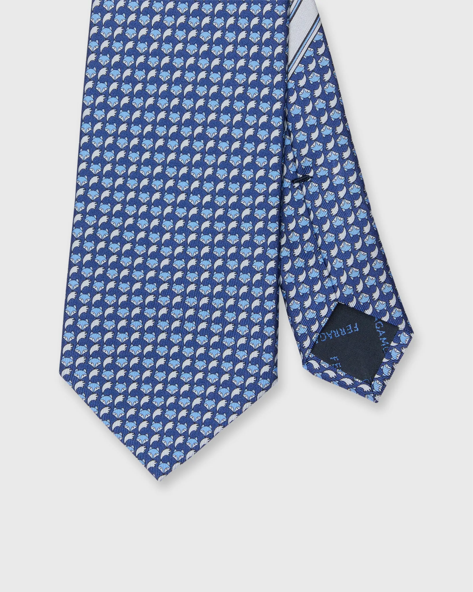 Silk Print Tie in Blue Fox sold by Mashburn
