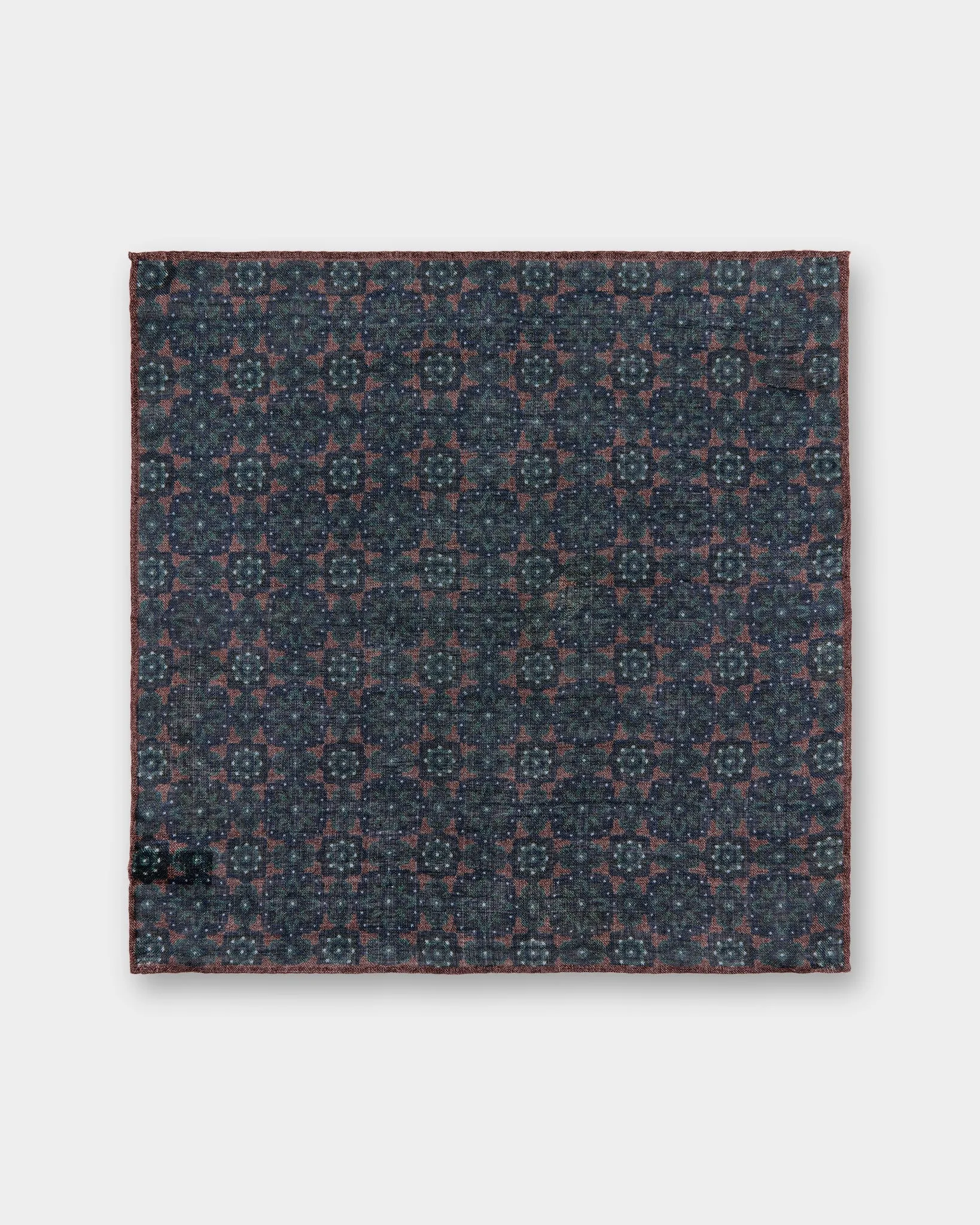 Wool/Silk Pocket Square in Dusty Rose/Navy Mosaic sold by Mashburn product image thumbnail 2