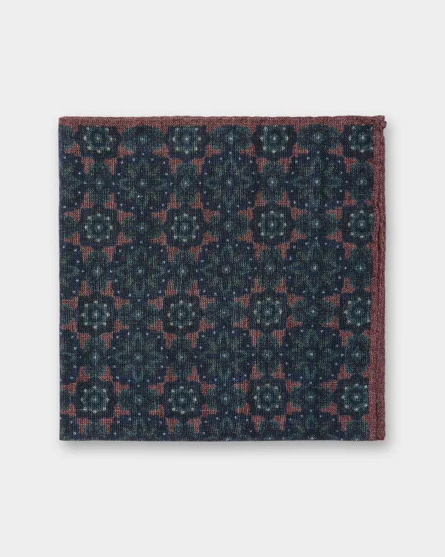 Wool/Silk Pocket Square in Dusty Rose/Navy Mosaic sold by Mashburn