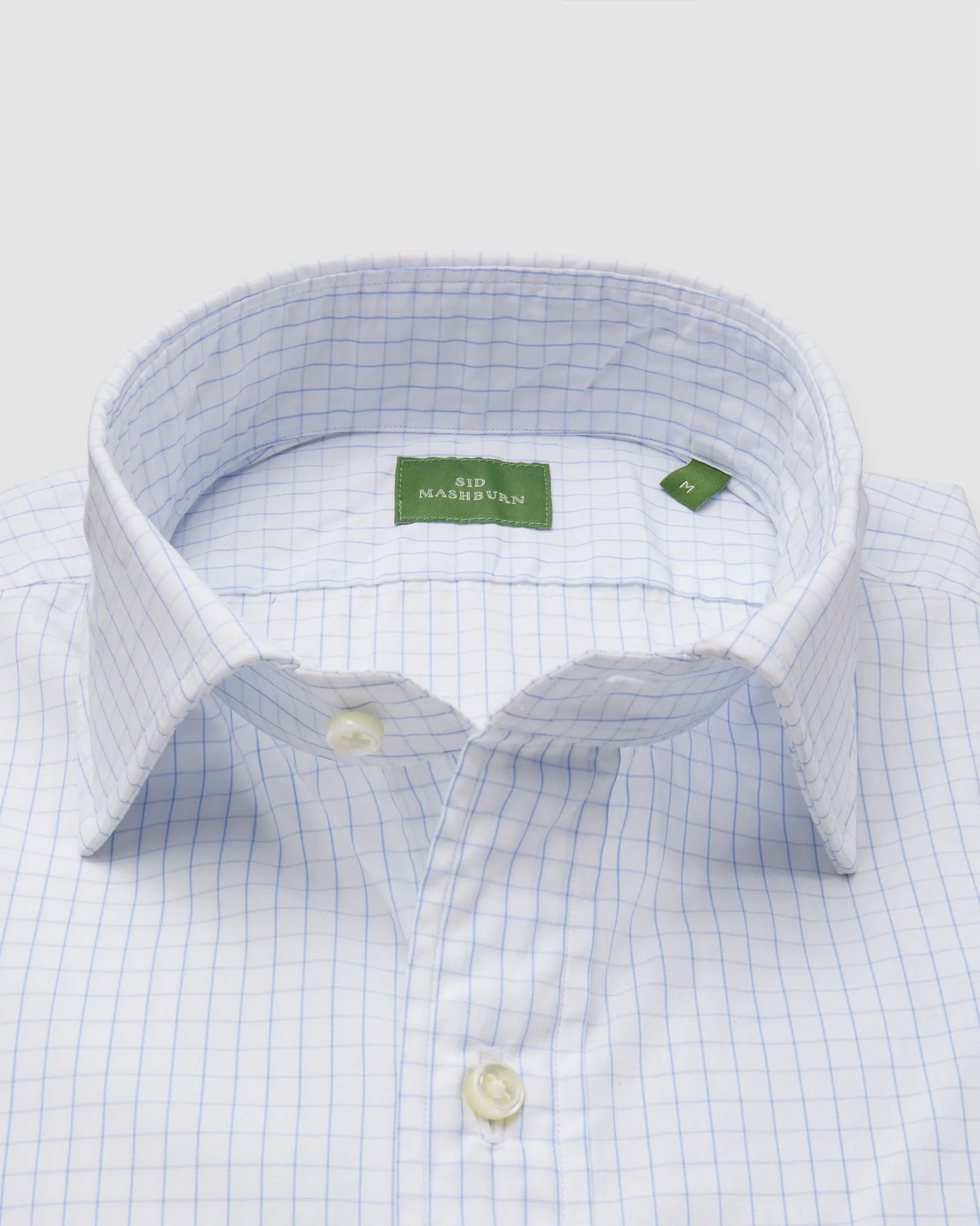 Spread Collar Sport Shirt in Blue Large Graph Check Poplin sold by Mashburn product image thumbnail 2