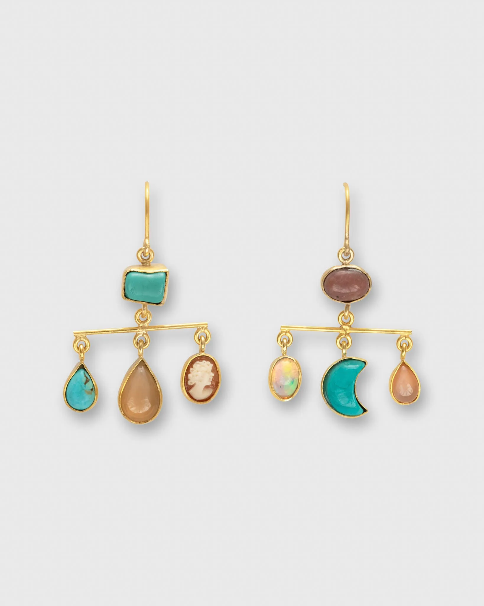 Balance Drop Earrings in Taupe/Turquoise sold by Mashburn