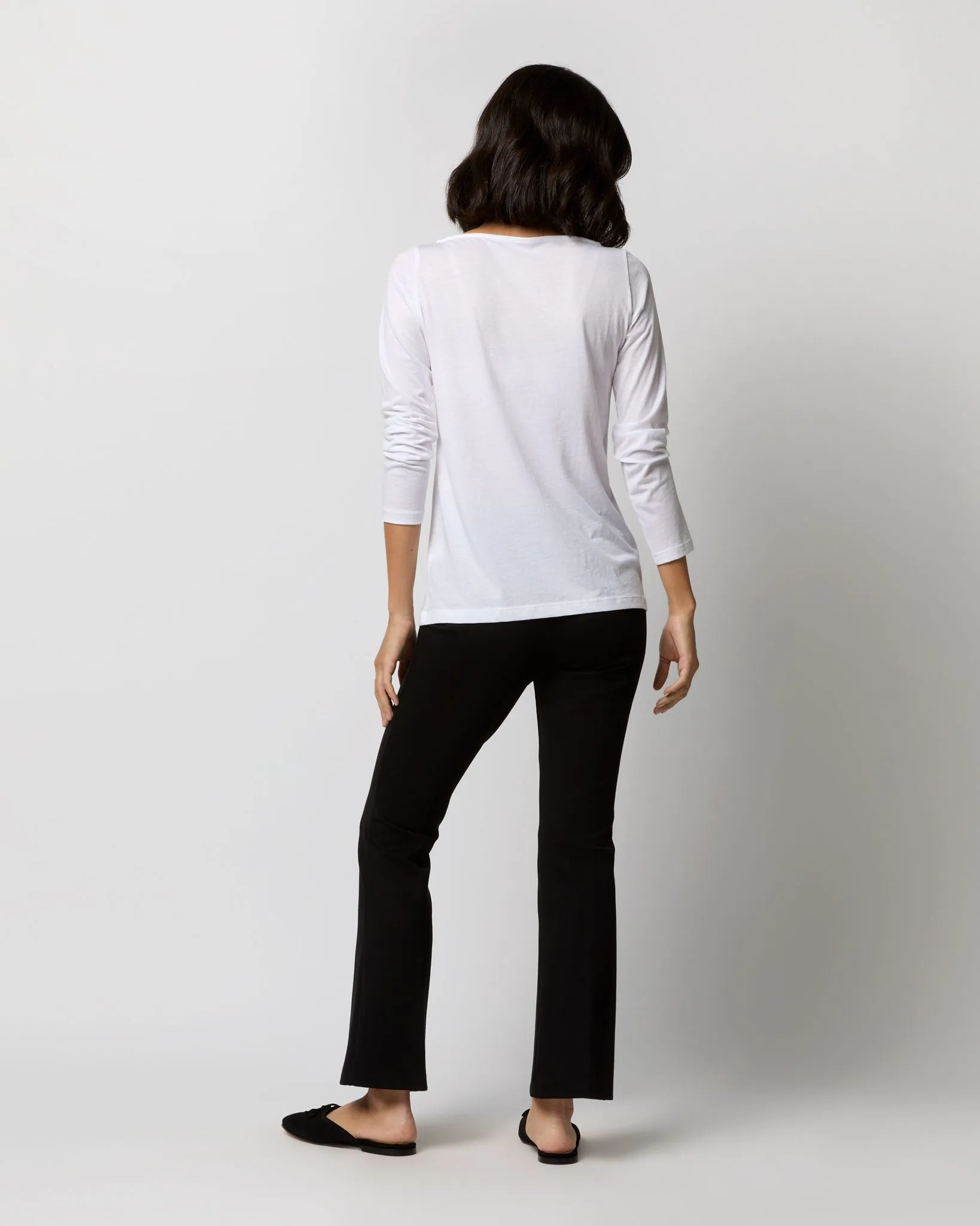 Long-Sleeved Boatneck Tee in White Pima Cotton sold by Mashburn product image thumbnail 5