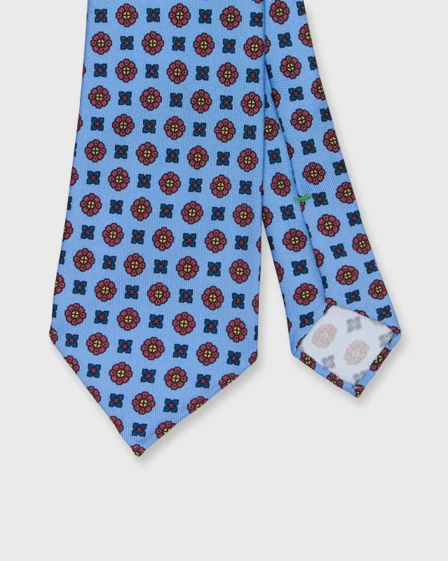 Silk Print Tie in Sky/Raspberry/Navy Foulard sold by Mashburn