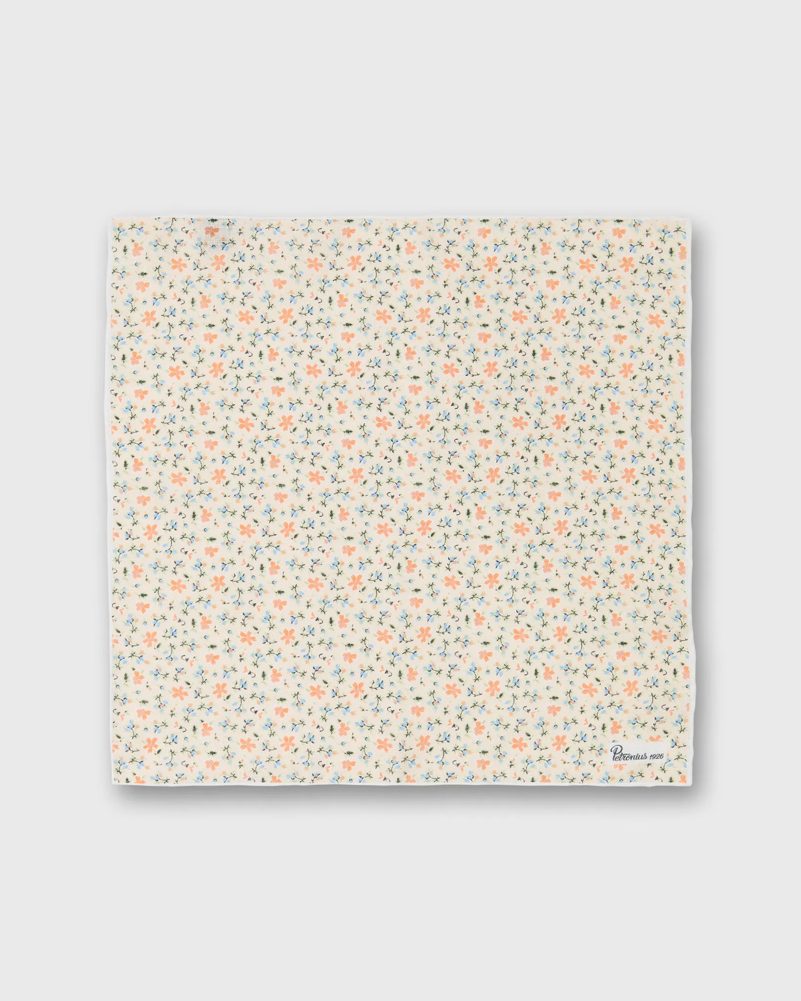 Linen Print Pocket Square in Cream/Orange Floral sold by Mashburn product image thumbnail 2