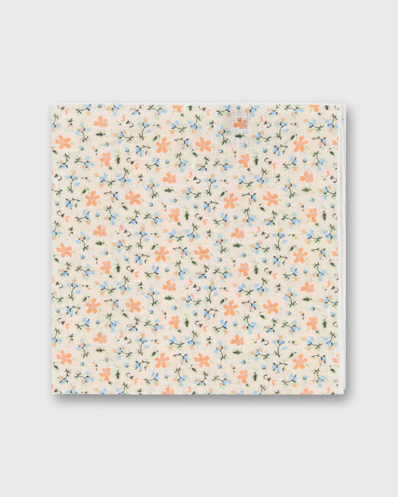 Linen Print Pocket Square in Cream/Orange Floral sold by Mashburn