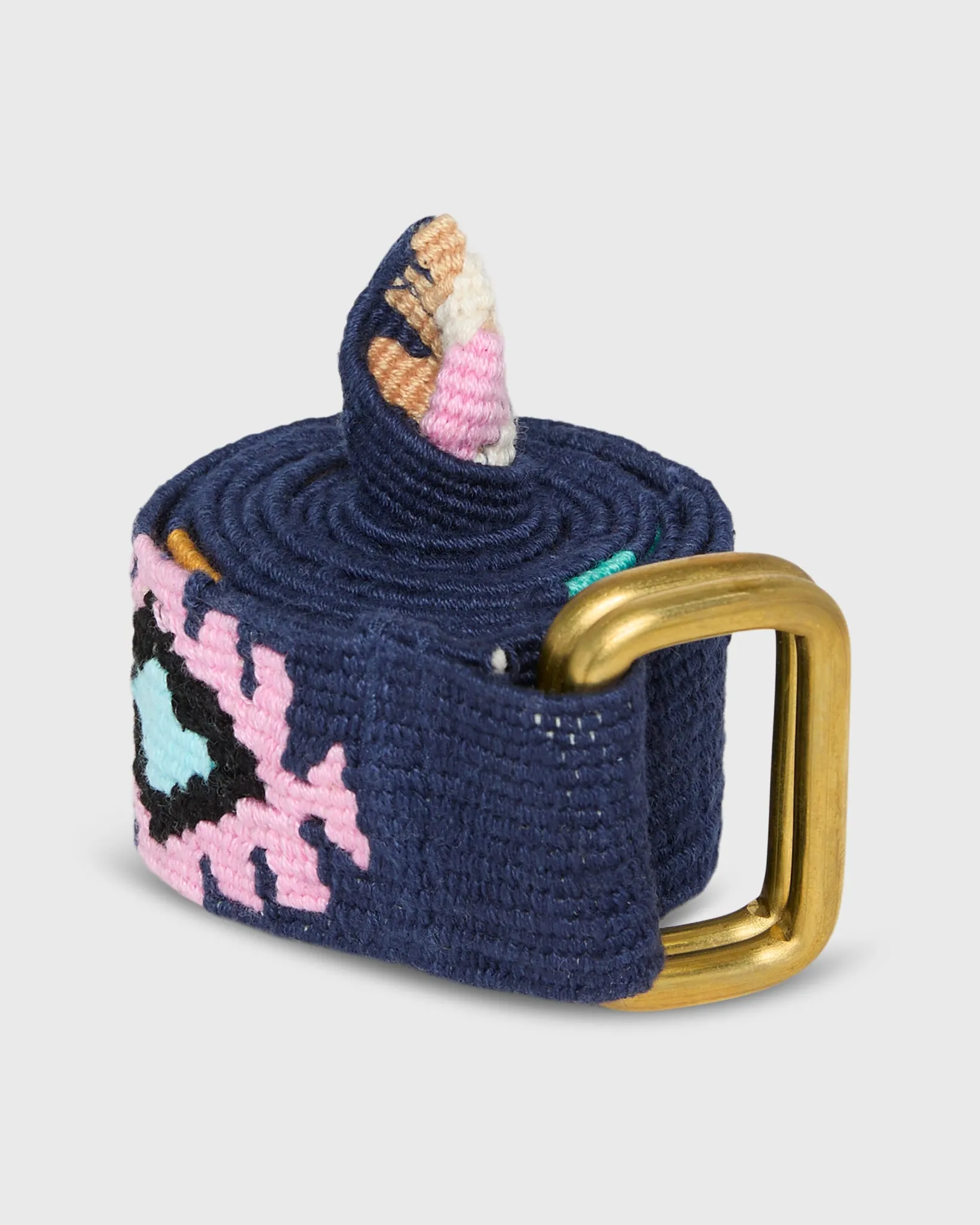 Hand-Loomed D-Ring Belt in Navy Tribal sold by Mashburn