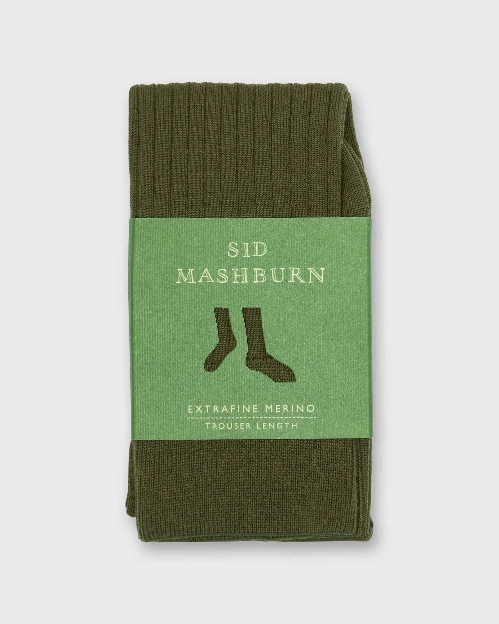 Trouser Dress Socks in Olive Extra Fine Merino sold by Mashburn product image thumbnail 2