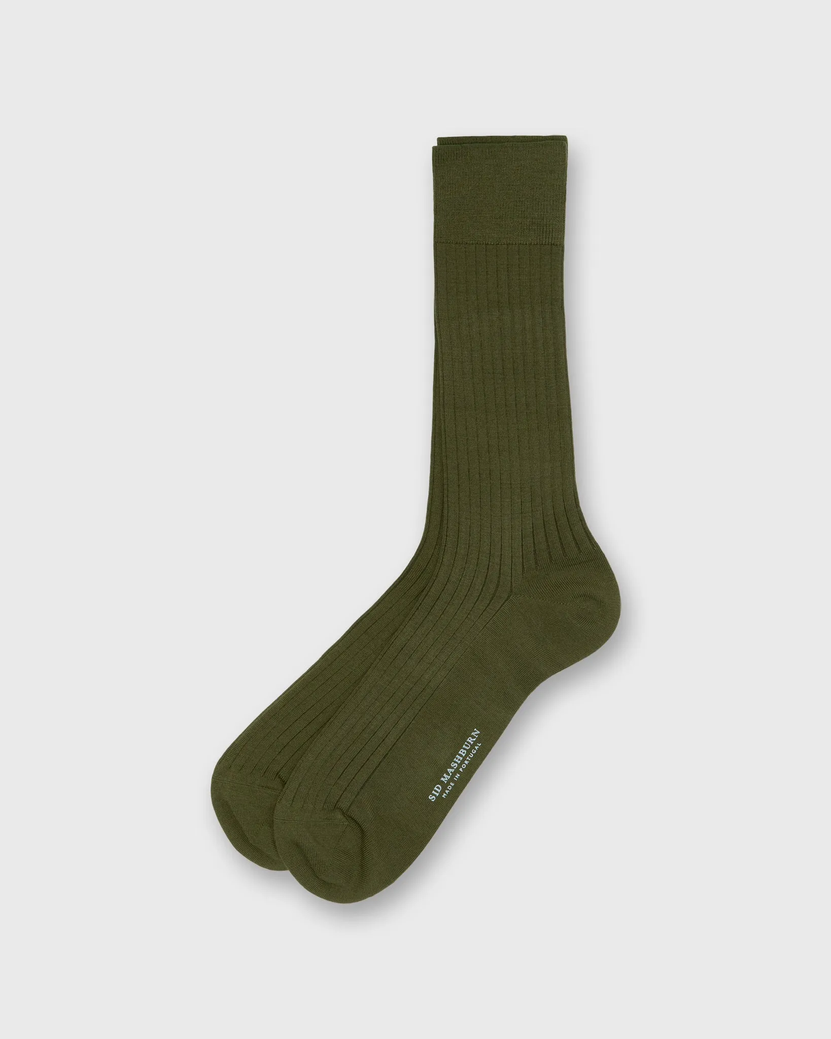 Trouser Dress Socks in Olive Extra Fine Merino sold by Mashburn