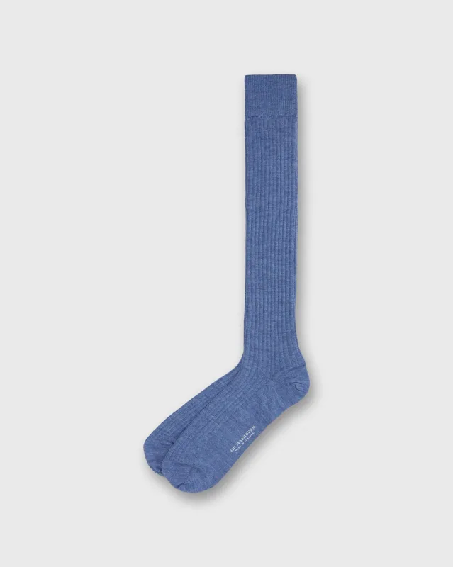 Over-The-Calf Dress Socks in Heather Blue Cashmere/Silk sold by Mashburn