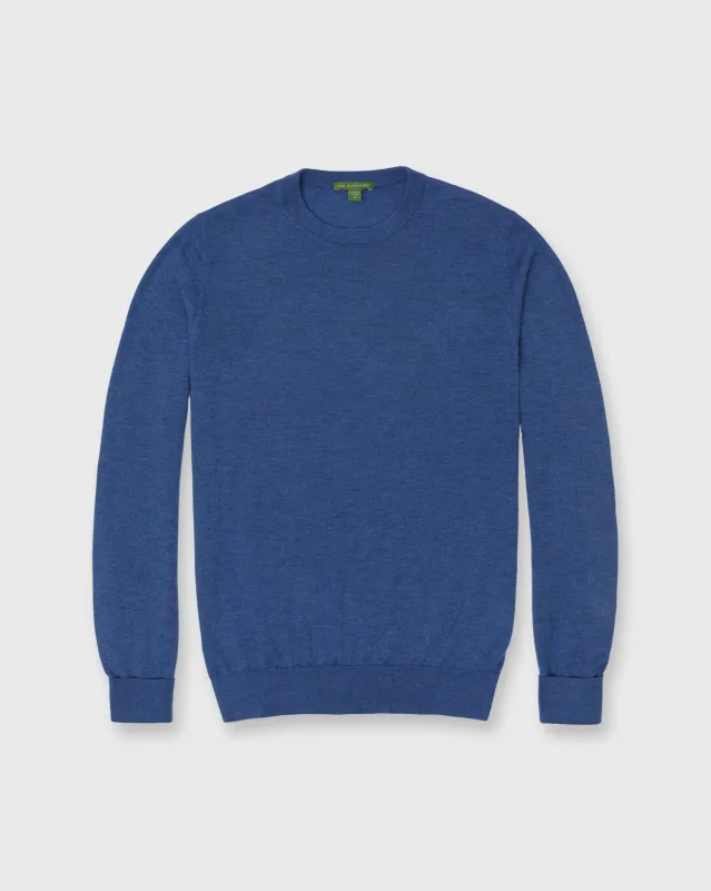 Fine-Gauge Crewneck Sweater in Heather Blue Cashmere sold by Mashburn