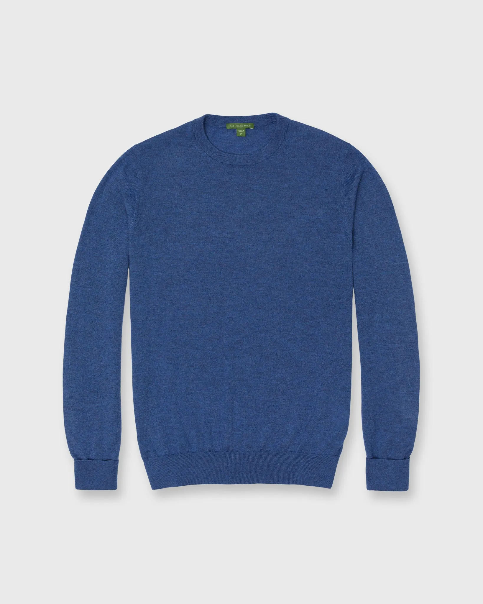 Fine-Gauge Crewneck Sweater in Heather Blue Cashmere sold by Mashburn