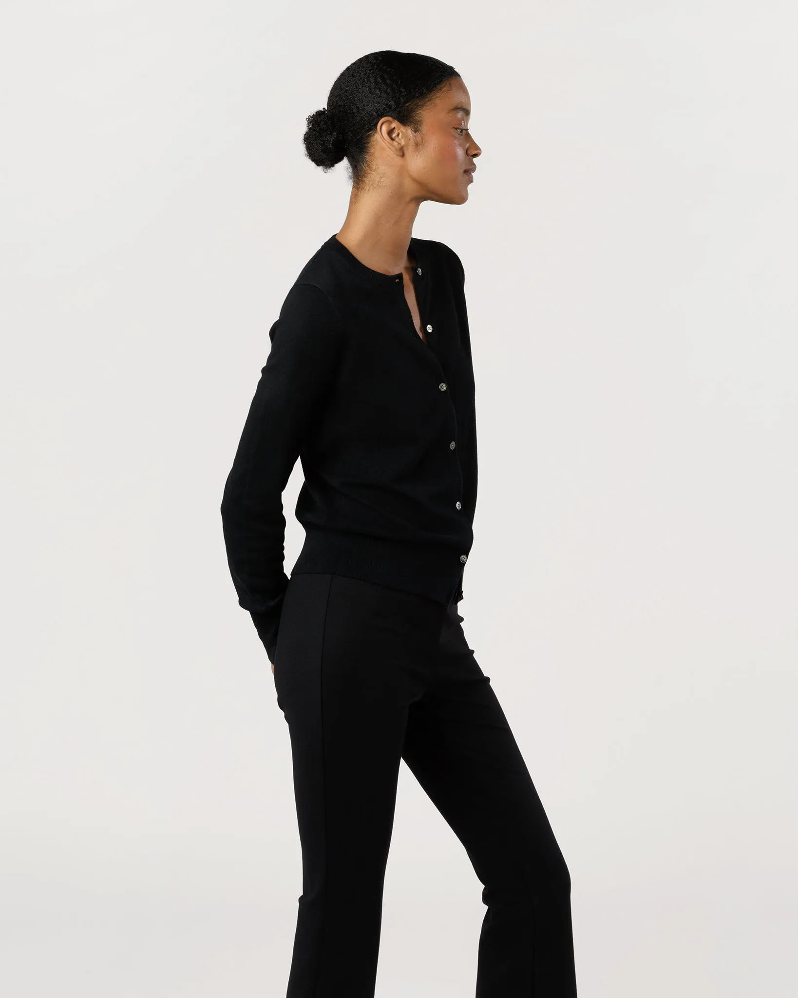 Rosie Cardigan in Black Cotton/Silk Yarn sold by Mashburn product image thumbnail 2