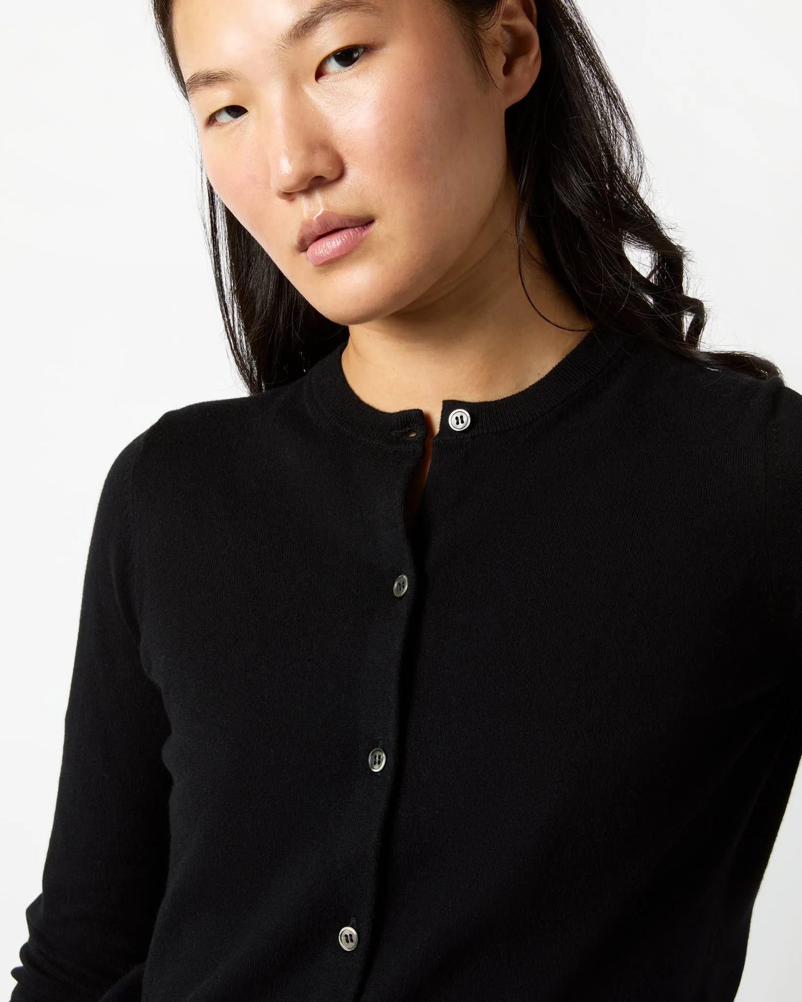 Rosie Cardigan in Black Cotton/Silk Yarn sold by Mashburn product image thumbnail 5