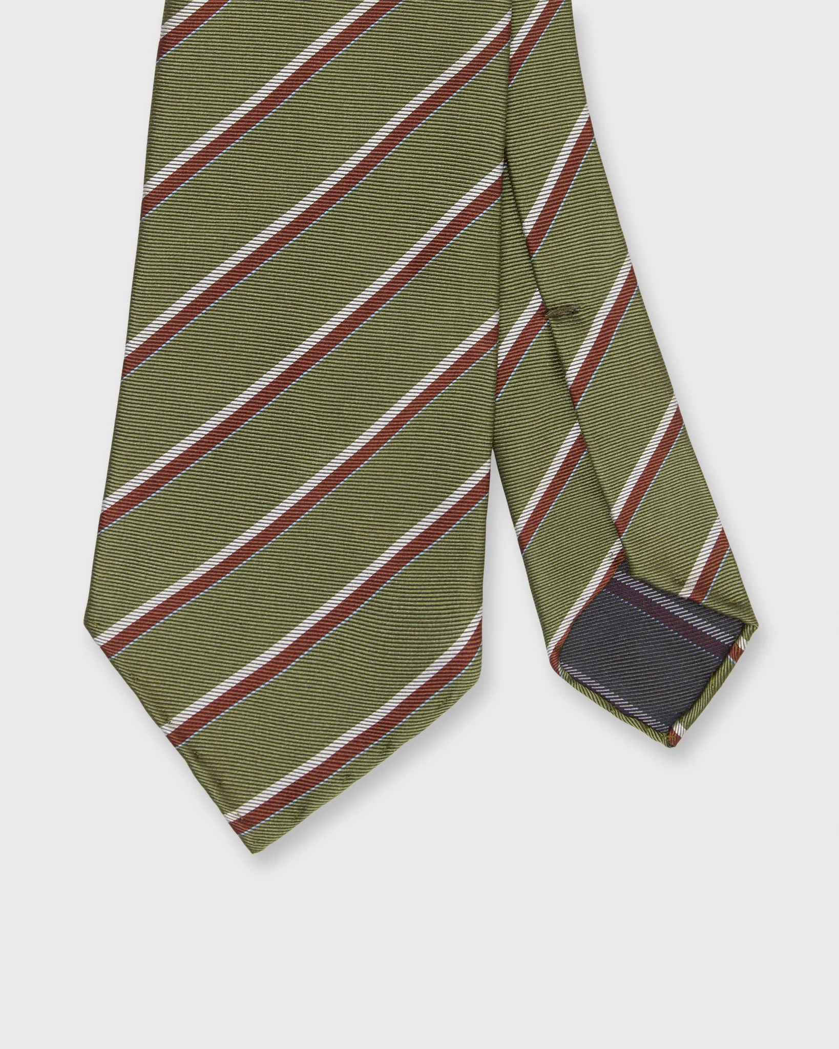 Silk Woven Tie in Olive/Umber/Bone Stripe sold by Mashburn
