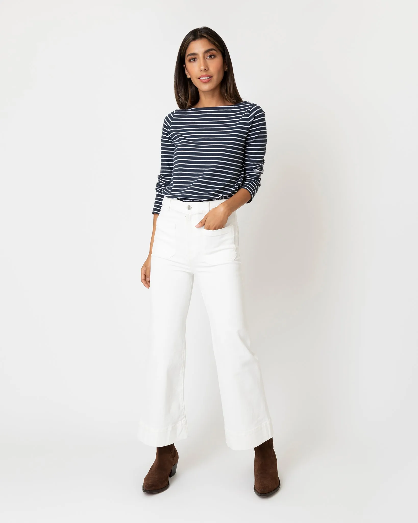 St Monica Cropped Jean in Natural White sold by Mashburn